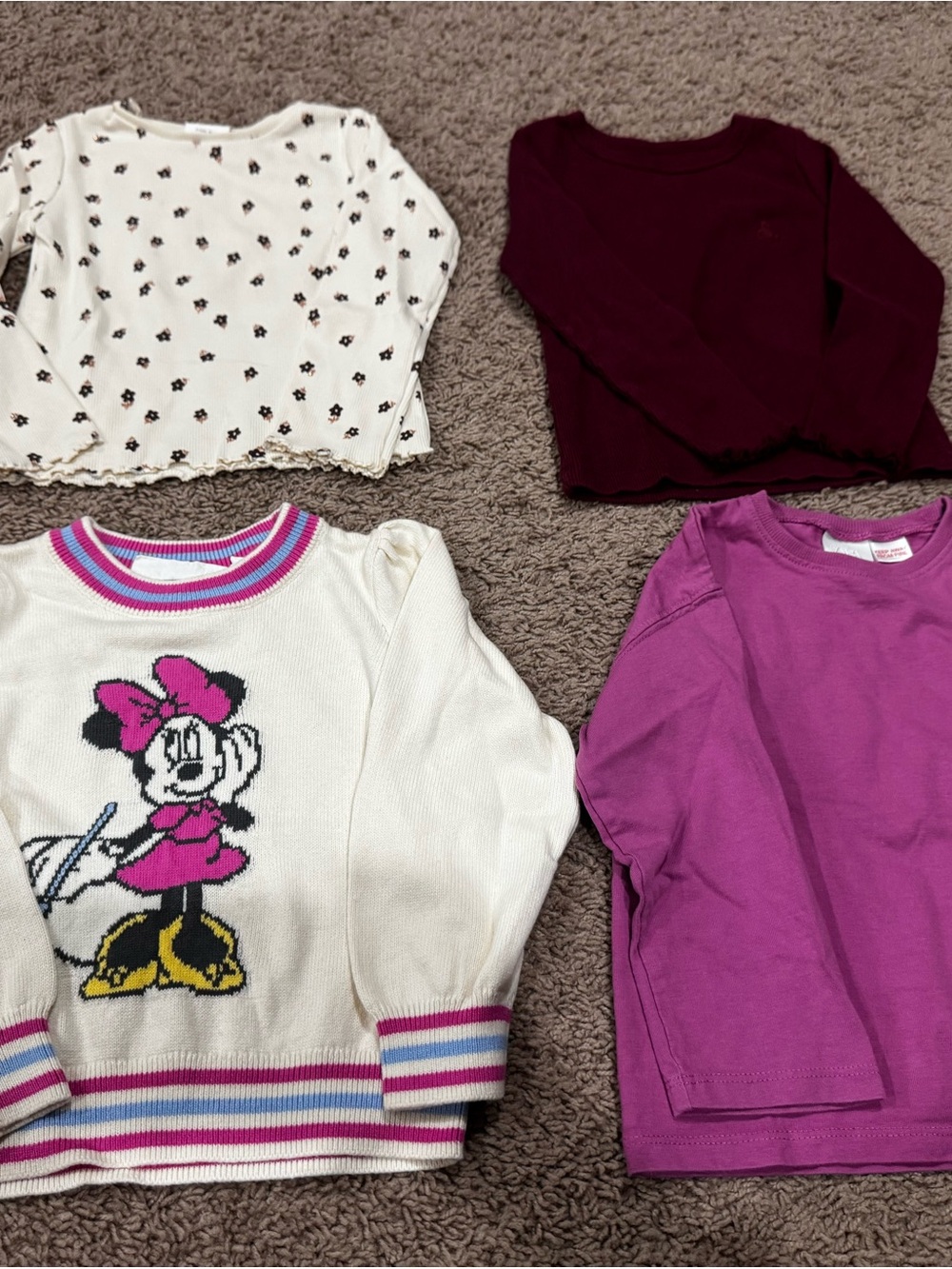 Girls Minnie Mouse Sweater & Long Sleeve Tops 4-Piece
